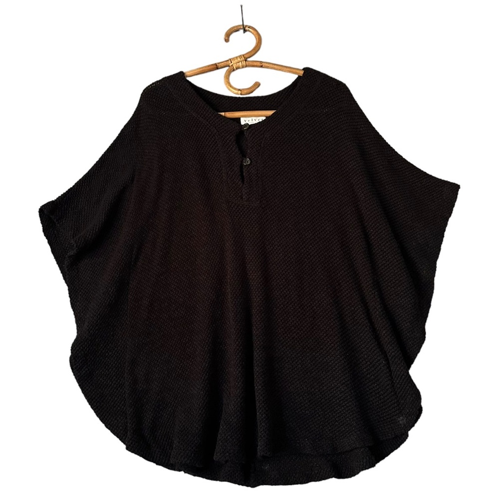 Velvet by Graham & Spencer‎ | Black Knit Poncho Pullover Sweater Size S